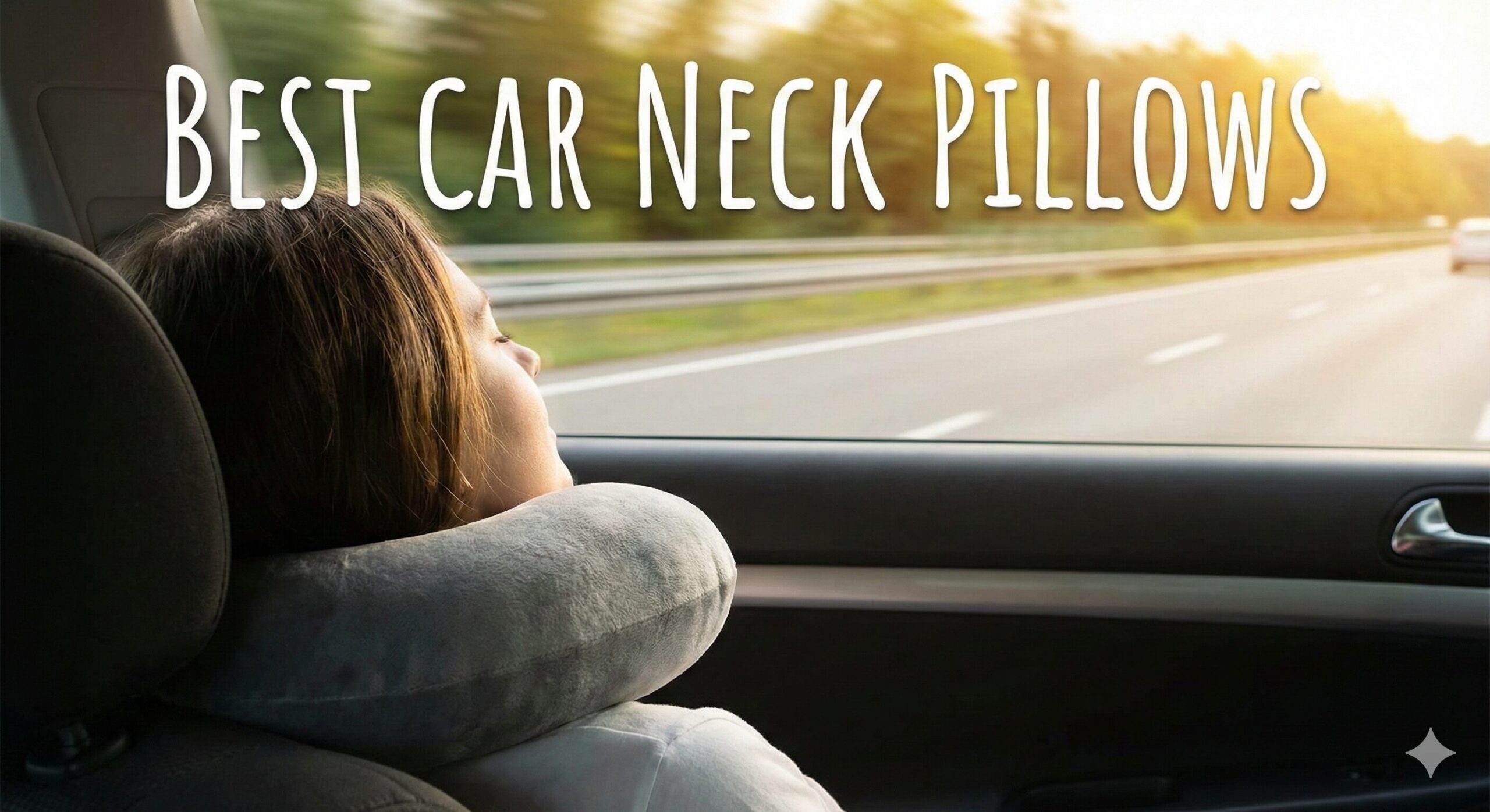 Driver using a black ergonomic memory foam car neck pillow
