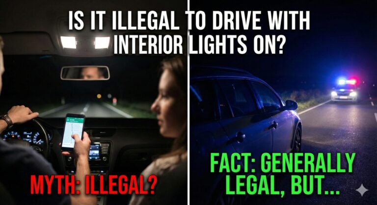 Is it illegal to drive with interior lights on