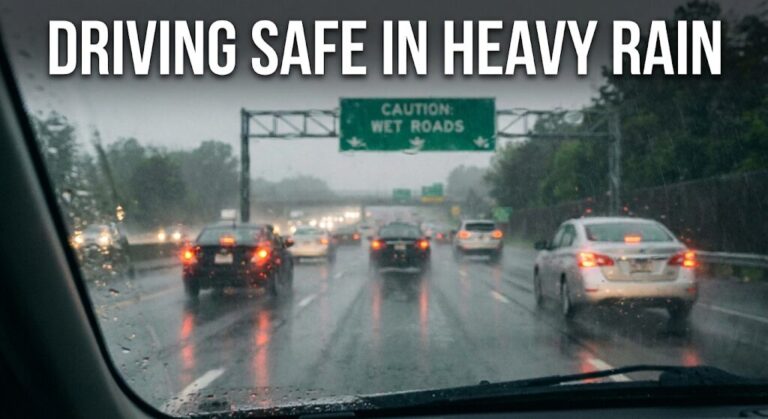 Driving in heavy rain