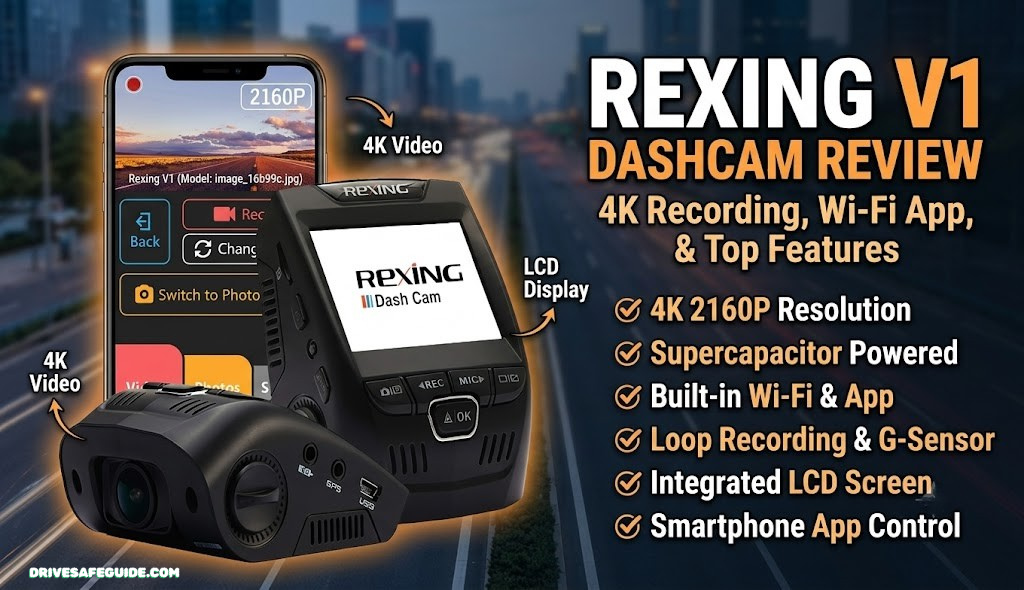Rexing V1 dashboard camera — front view